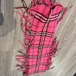 Burberry Vibrant Cashmere Pink Checkered Scarf